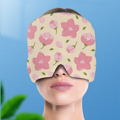 Floral sleep mask with pink cherry blossoms for relaxation and restful sleep