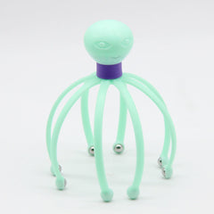 Mint green octopus-shaped scalp massager with rolling beads for relaxation and stress relief