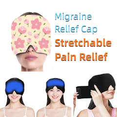 Floral migraine relief cap for pain relief, stretchable head wrap shown in multiple colors