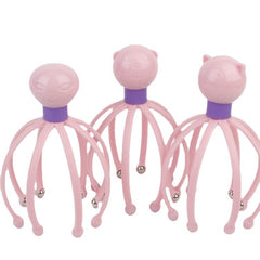 Pink octopus-shaped scalp massagers with cute animal heads, ideal for relaxation and stress relief.