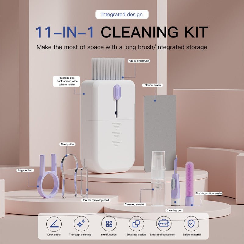 Portable 11 In 1 Multifunctional Cleaning Kit Computer Keyboard Cleaner Phone Screen Clean Tools Earphone Clean Brush With Storage Box - Nextronix.UK